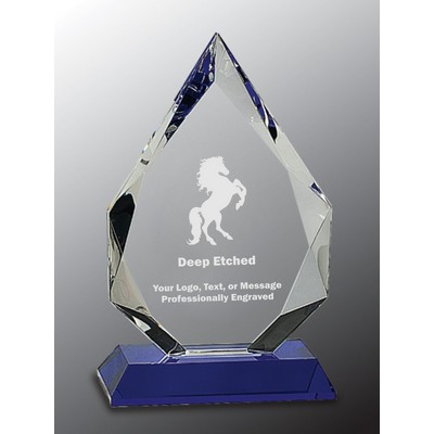 8" Diamond Crystal Award on Blue Pedestal Base