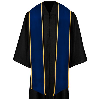 Royal Blue Graduation Stole With Gold Binding