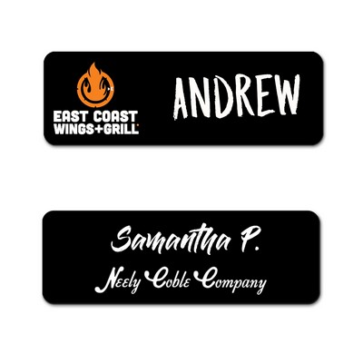 Plastic Black Reusable Name Badge (1"x3")