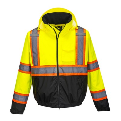 High Vis Contrast Tape Bomber Jacket, 2 in 1, Class 3