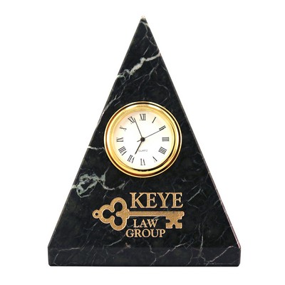 Black Zebra Marble Pyramid Clock