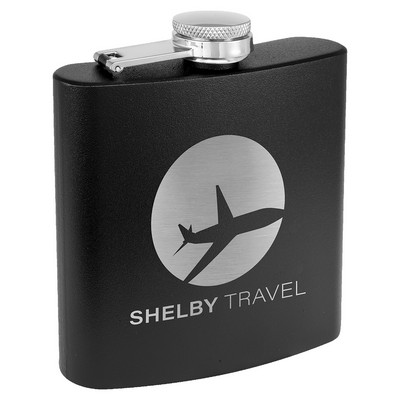 6 Oz. Matte Black Powder Coated Flask