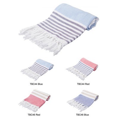 Turkish Towel with Fringe, Oversized Cotton Beach Towel