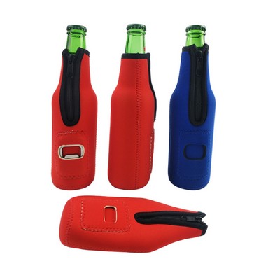 Neoprene Bottle Cooler Bottle Holder w/Bottle Opener