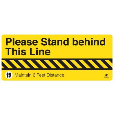 Please Stand Behind This Line 10" x 24" COVID-19 Floor Decal Graphic