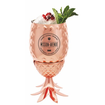 14 Oz. Pineapple Copper Plated Stainless Cup w/Lid