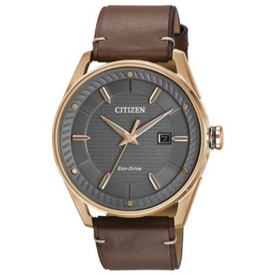 Citizen Men's Drive Eco-Drive Rose Gold Watch w/Dark Gray Dial