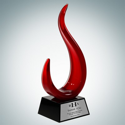 Art Glass The Red Jay Award w/ Silver Plate