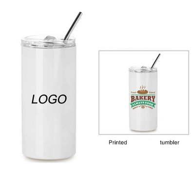 16oz Stainless Steel Skinny Tumbler with straw