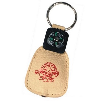 Compass PU Leather LED Keychain