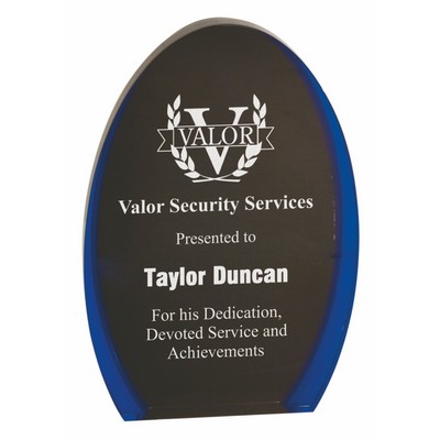 7" Black/Blue Luminary Oval Acrylic