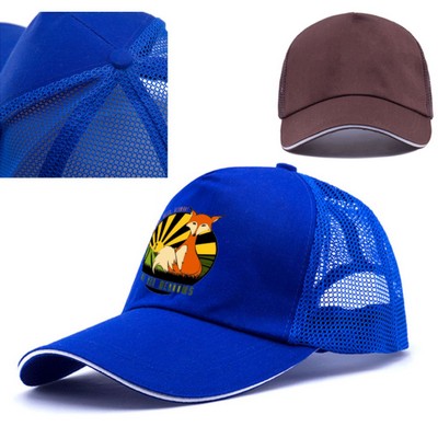 80/20 Cotton/Polyester Trucker Caps w/ Mesh & Sandwich visor