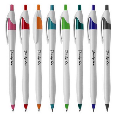 Slim Retractable Plastic Pen w/ Colored Trim