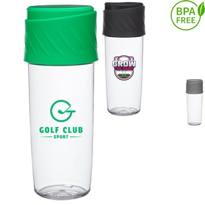 16 oz. BPA Free Dual Sip-N-Snack Plastic Sports Water Bottle