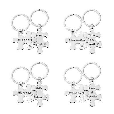 Couples Puzzle Piece Keychains