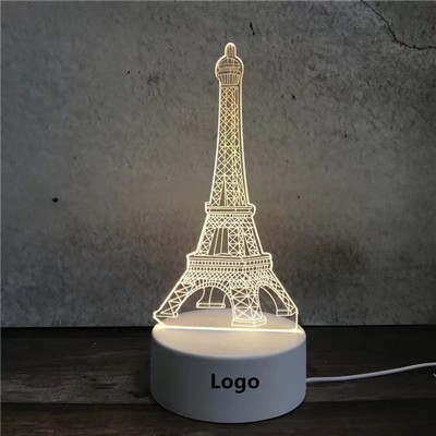 3D Eiffel Tower Night Light 3D Illusion Lamp USB Powered