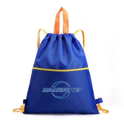 Waterproof Polyester Drawstring Pocket Sports Backpack