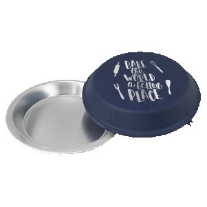 9" Aluminum Pie Pan w/Navy Blue Lid