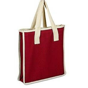 100% Cotton Colored Canvas Tote w/Heavy Cotton Natural Web Handles & Natural Piping Accent