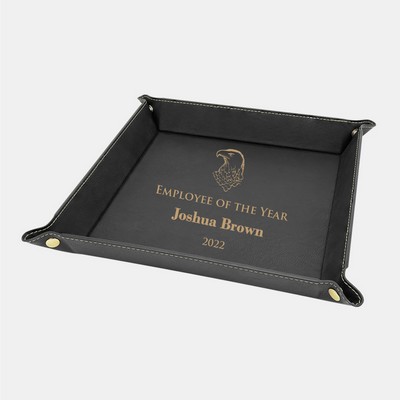 Black/Gold Leatherette Snap Up Tray w/ Gold Snaps