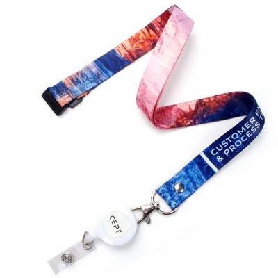 5/8 x 36 Full Color Sublimated Lanyard with Retractable Reel and Safety Breakaway