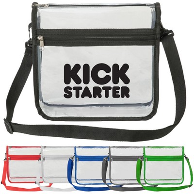 Stadium Approved Clear Transparent PVC Cross Body Bag (10"x10"x2.7")