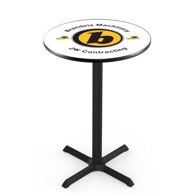 30" Tall, 30" Round Top Pub Table w/Black Finish, 4-Point "X" Base, and Optional Foot Ring