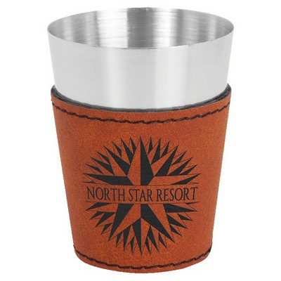 2 oz. Rawhide Leatherette & Stainless Steel Shot Glass