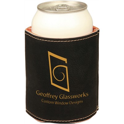 3 3/4" Black/Gold Leatherette Beverage Holder