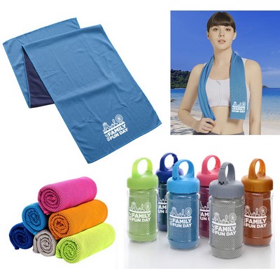 Cooling Towel/Ice Chilly Towel in Carry Bottle - 20 Different Lid Colors