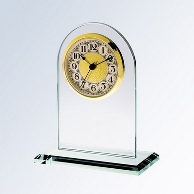 7 1/4" Jade Glass Arch Clock w/Fancy Arabic Style