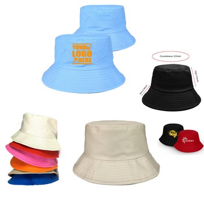 Cotton Bucket Hat/Outdoor Fishing Wide Brim Sun Bucket Hat