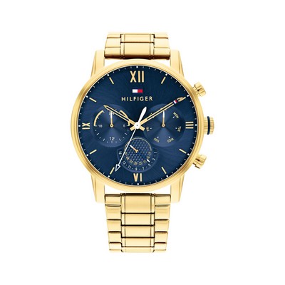 Tommy Hilfiger® Gent's Ionic Thin Gold Plated Watch w/Blue Dial