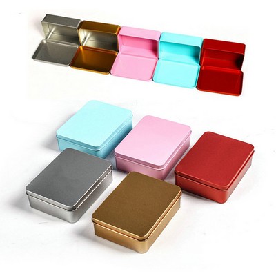 Rectangular Empty Tin Storage Box with Secure Lid