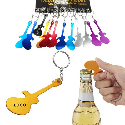 Guitar Shaped Aluminum Bottle Opener W/Key Chain