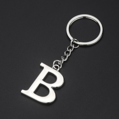 Silver Letter B Keychain Initial Keychain