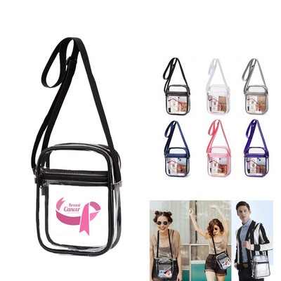 Breast Cancer Awareness Stadium Approved Clear Messenger Bag