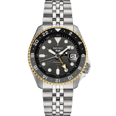 Seiko 5 Sports Two Tone Automatic GMT Black Dial Watch