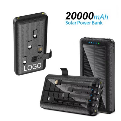 20000mAh Solar Power Bank with Cables Phone Stand