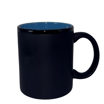 11 oz. Hilo C Handle Mug - Matte Black / Sky Blue