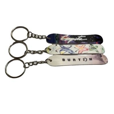 Full color process snowboard shape plastic keychain