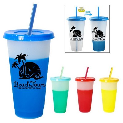 Color Change Tumbler with Straw and Lid