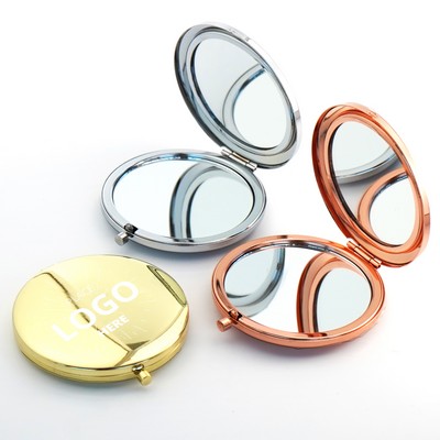 Metallic Round Double-Sided Compact Mirror