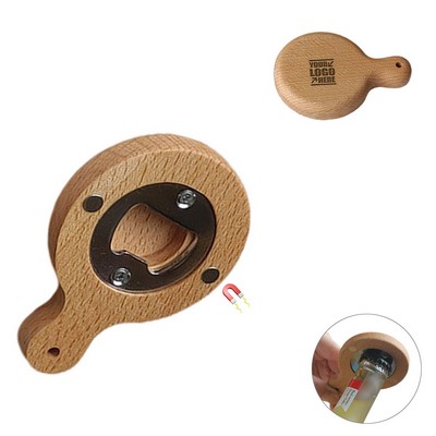 Wooden Handle Bottle Opener With Magnet