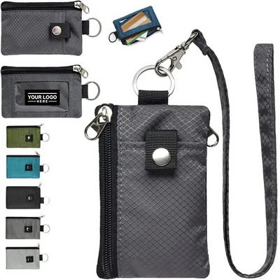 Water-Resistant RFID Wallet with Lanyard and Keychain