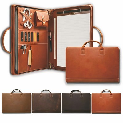 Leather Business Portfolio with Handle