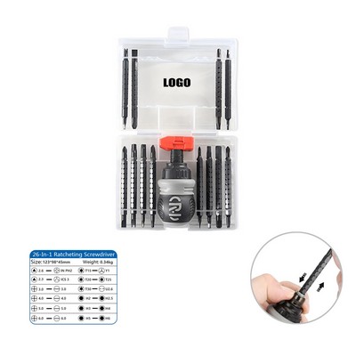 26-in-1 Multifunction Ratcheting Screwdriver Set With Ergonomic Grip