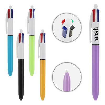 Retractable 4-Color Ball Pens, Medium Point 1.0mm