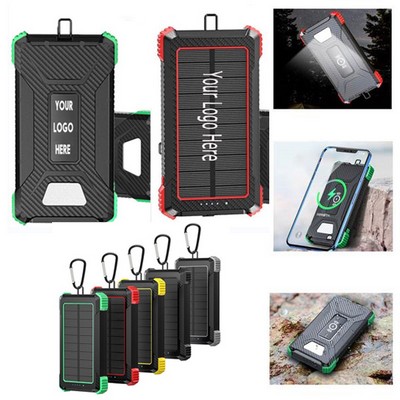 Outdoor Wireless Solar Power Bank 10000mAh With LED Light