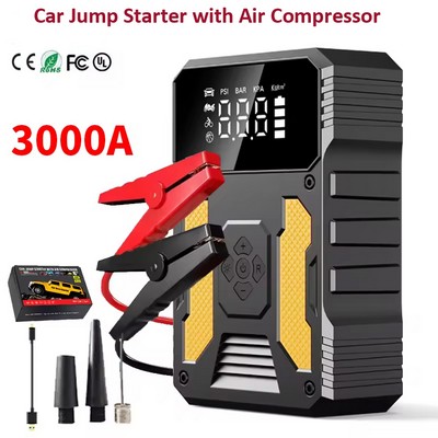 Emergency All-in-One Car Jump Starter with Air Compressor 37000mwh 3000A